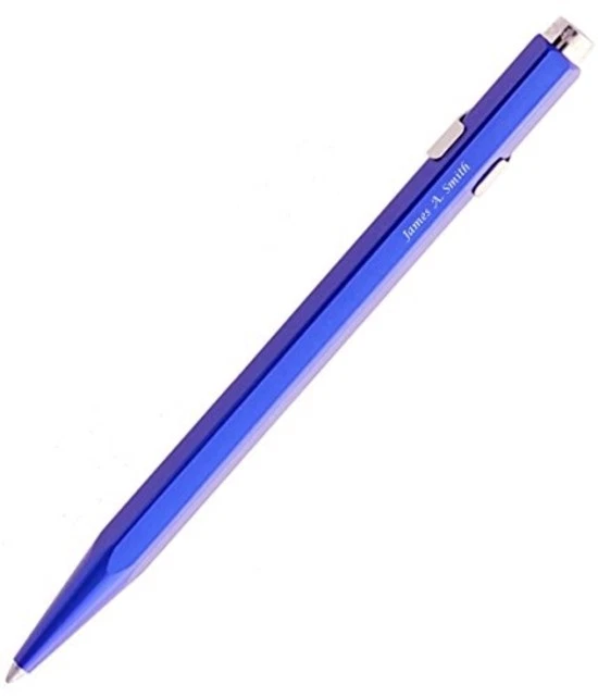 Engraved / Personalized Caran D'ache Metal - Sapphire Blue- Ballpoint Pen No box - Image 1 of 1