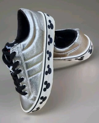 ZARA KIDS GIRL'S DISNEY MICKEY MOUSE SILVER SNEAKERS SIZE EU 35 / US 3.5  - Image 1 of 4