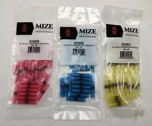 Mize 25 Pc Heat Shrink Solder Core Butt Connectors, Choose From 3 Sizes - Picture 1 of 4