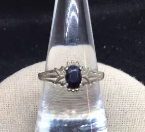 Vintage Sterling Silver 925 Glass Simulated Sapphire Stone Ring Sz 9.5 Y1065 - Picture 1 of 6