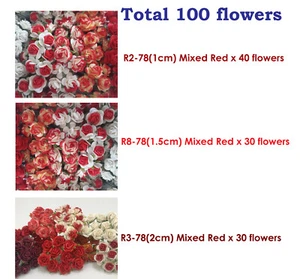 100 Mixed 3 Sizes Mulberry Paper Flowers 1cm Mini, 1.5cm & 2cm toppers R283-78 - Picture 1 of 4