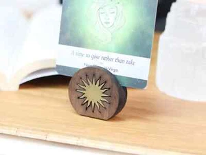 Tarot Card Holder, Dark Wood Sun Pattern, Wood card holder for Tarot cards - Picture 1 of 2