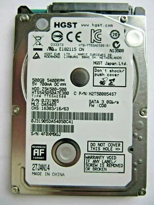 HGST Hitachi Z5K500-500 HTS545050A7E380 500GB 2.5" SATA HDD 0J31905 0A90351 2014 - Image 1 of 4
