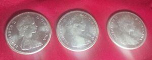 ( LOT OF 3) 1967 Dollar Coin  CANADIAN CANADA 80% Silver RPS AUCTION LOT #21