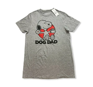 Men's Snoopy 'Dog Dad' Short Sleeve Graphic T-Shirt - Peanuts - Gray - S - S688 - Picture 1 of 1