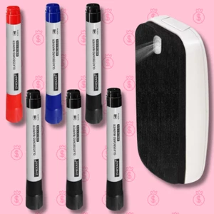 Erasable Glass Markers for Acrylic White Board, 2-in-1 Liquid Whiteboard Pens 6P - Picture 1 of 10