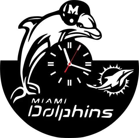Wooden wall clock nfl team miami dolphins football gifts for him men women lover Cover