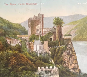 Alte Postkarte Die Rheinburg Rheinstein unbespielt Schrift auf Rückseite - Bild 1 von 4