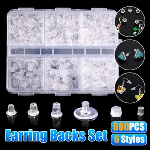 600X Earring Backs Silicone Earring Backs Rubber Earring Stopper Backs for Studs - Picture 1 of 12
