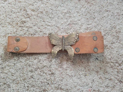 ÚNICO Cinturón de Cuero Estampado Hecho a Mano Hebilla Mariposa Cintura 28"-32" Foto 1 de 4