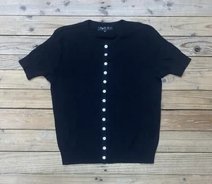 agnes b Druckknopf Hemd Größe 2 Damen Schwarz Top Bluse France Made - Bild 1 von 7