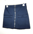 J.O.A. Los Angeles Women's Zip Front Mini Casual Skirt Size M navy Blue