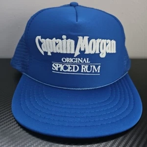 Captain Morgan Original Spiced Rum Blue/White Trucker Style Snapback Vintage Hat - Picture 1 of 7