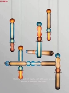 Creative Glass Shades Linear Led Colorful Pendant Light Lamp Ceiling Chandelier - Picture 1 of 23