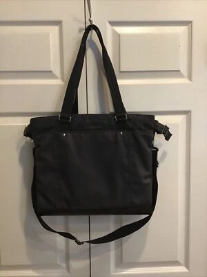 Timbuk2 Mens Black Zip Duffle Weekender Bag Leather Canvas Crossbody Strap - Image 1 of 4