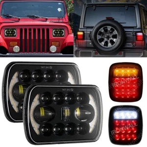 7x6" LED Headlight + Smoked Tail Light Turn Stop Reverse For Jeep Wrangler YJ - Bild 1 von 12