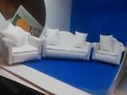 WHITE 3 PIECE SUITE FOR A DOLLS HOUSE WITH CUSHIONS