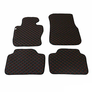Fußmatten Leder Automatten für BMW 3er F30 2011-2018 Kunstleder Schwarz Rot 4tlg - Bild 1 von 5