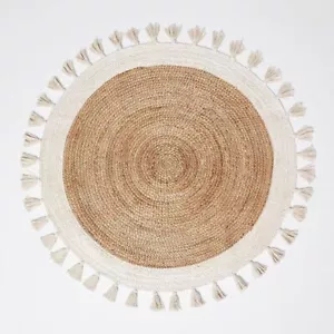 Rug 100% Natural Jute & Cotton Reversible handmade carpet Living Modern area rug - Picture 1 of 5