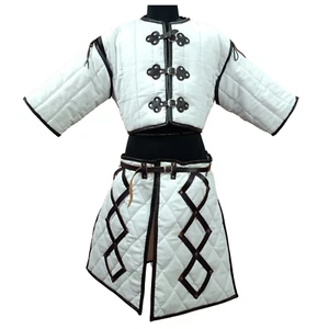 Mittelalter Wikinger Gambeson Kostüm - Baumwolle Halbarm Aketon wattierte Rüstung Jacke - Bild 1 von 7
