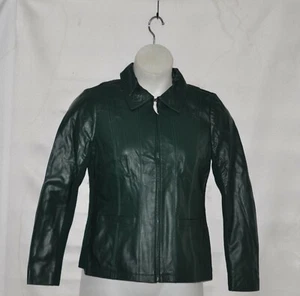 Linea by Louis Dell'Olio Leather Jacket w/ Knit Trim Size S Green - Picture 1 of 2