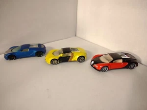 Hot Wheels Bugatti Veyron Lot Of 3 Blue Yellow Mystery Red/Black 1/64 Diecast - Picture 1 of 17