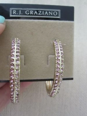 NUEVO CON ETIQUETAS R.J. Graziano Bonitos Pendientes de Aro/Post Back de Cristal Rosa Claro Foto 1 de 4
