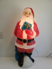 Vintage Plastic Santa Claus Blow Mold Blue Present Christmas 33” New Electrical 
