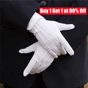 Adult White Formal Gloves Men Tuxedo Guard Parade Santa Magician Glove Unisex - Picture 1 of 11