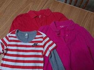 Lot of 3 Girls Long Sleeve Collared Shirts Size L 10-12 Red Pink Grey Nike Place