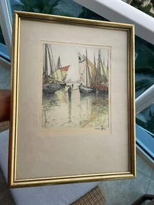 HANS FIGURA AQUATINT ETCHING “Venice: Segler Mit Sta. Eufemia - Picture 1 of 7