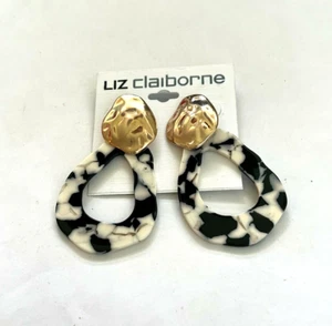 ER1123 DESIGNER INSPIRED UNIQUE GOLD TONE METAL ACRYLIC DANGLE STUD EARRING - Picture 1 of 1