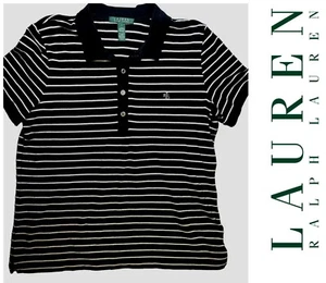 LAUREN RALPH LAUREN - Women’s Large - Short Sleeve - Striped - Polo - Golf Shirt - Picture 1 of 18
