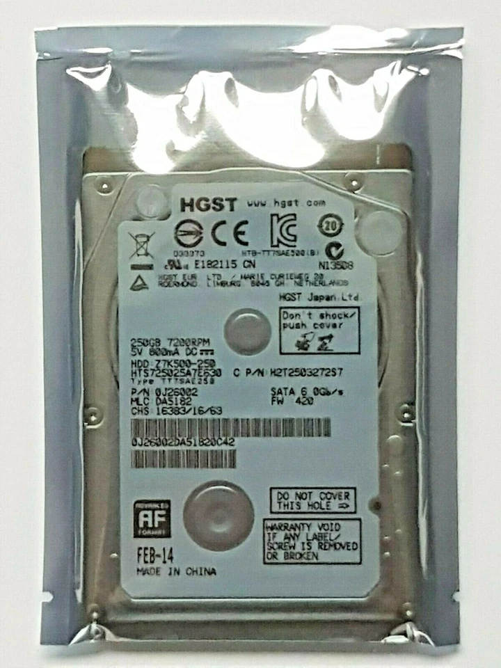 250 GB SATA HGST HTS725025A7E630 7200rpm 32MB HDD 2,5 " Internal Hard Drive New - Image 1 of 1