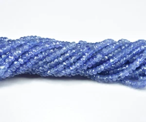 3-5mm Tanzanite Faceted Rondelle Beads 16 Inch, Natural Tanzanite Gemstone Beads - Picture 1 of 7