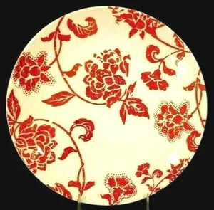 PIER 1 BATIK RED FLORAL DINNER PLATE - Picture 1 of 3