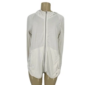 Athleta Medium Women Pacifica Baja UPF Jacket Full Zip Hoodie Pocket White 2-18 - Picture 1 of 8