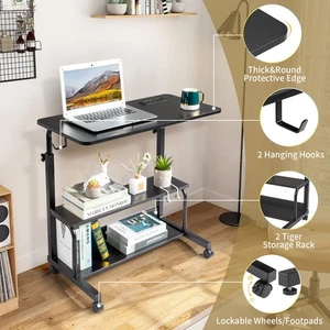 Rollbarer Computertisch Tisch höhenverstellbar Laptoptisch mit Ladestation - Bild 1 von 11