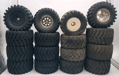 4 Sets Of Monster Truck Wheels & Tires Team Associated MGT Tamiya TGX RC HPI 1/8 - Image 1 of 4
