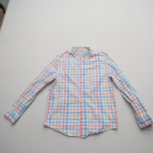 Crewcuts Factory Boys Youth Button Up Shirt 12 Colorful Check Cotton Stretch - Picture 1 of 7