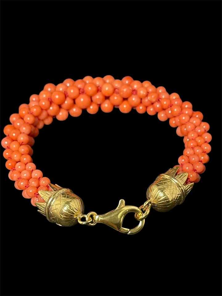 Bracciale Tessito A Mano In Corallo Naturale - Immagine 1 di 4