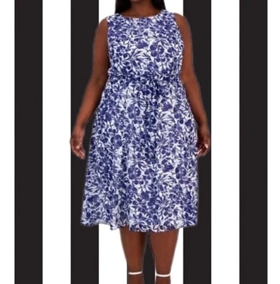 NEW Kasper Floral Belted Fit & Flare Midi Dress Spring Size 2X - Image 1 of 4