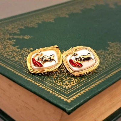 Spanish bull Fighting Vintage cufflinks, stainless steel, gold plated, LL-096 - Image 1 of 3