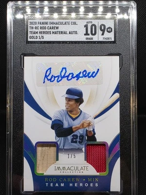 Panini Immaculate Rod Carew 2020 reliquia doble # 1/5 SSP SGC 10/9 POP 1 HOF'R!!!! Foto 1 de 4