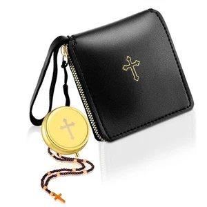 Huhumy 2 Pcs Leather Communion Purse for Pyx with Gold Latin Cross Container ... - Picture 1 of 7