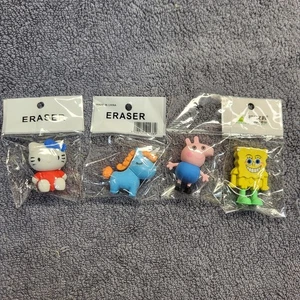 Cartoon Character Erasers Hello Kitty Spongebob Peppa Pig Mlp Knockoffs - Picture 1 of 5