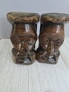 VINTAGE HAND CARVED WOODEN TIKI FIGURES.made In Jamaica - Picture 1 of 8