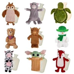 Novelty Hot water Bottle With Plush Soft Removable Animal Cover BS 1970-2012 - Picture 1 of 79