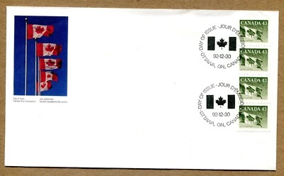 CANADA First Day Cover Series 92-12-30 CANADA’S NATIONAL FLAG 4x43¢ STAMPS - Image 1 of 3