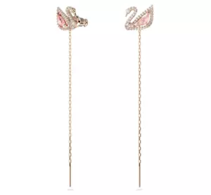 Swarovski - Swan drop earrings - Swan, Pink, Rose gold-tone plated - Picture 1 of 1